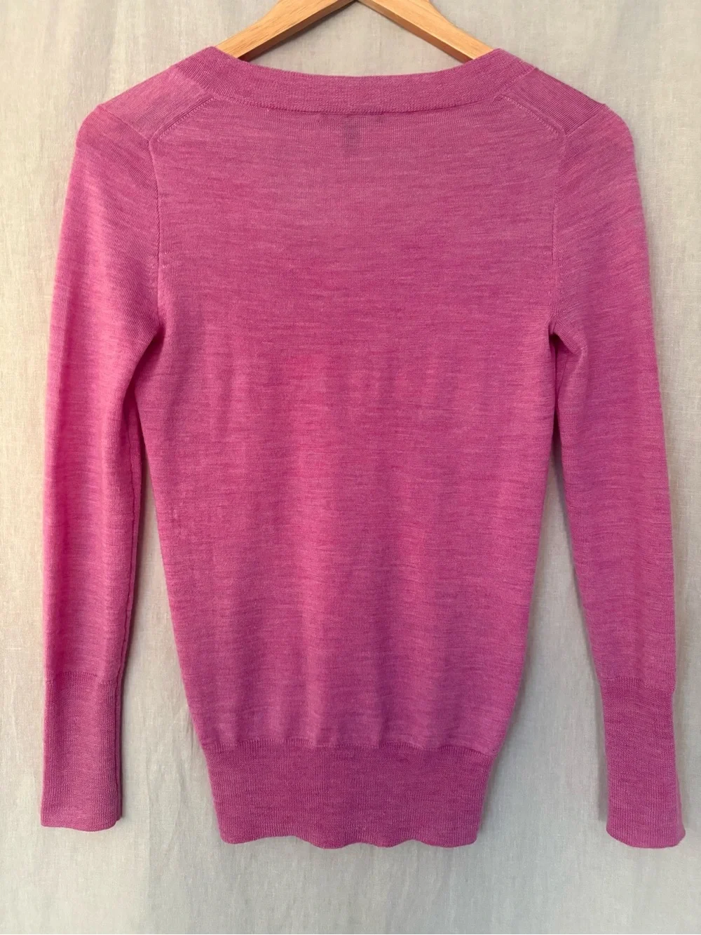 J. Crew V-Neck Merino Wool Sweater in Beautiful Thulian Pink